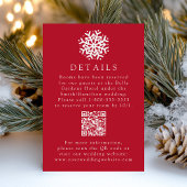 Einfache Snowflake Red Wedding Details QR Code Begleitkarte