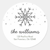 Einfache Snowflake-Rücksendeadresse Runder Aufkleber (Vorderseite)