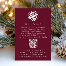 Einfache Snowflake Wine Wedding Details QR Code Begleitkarte