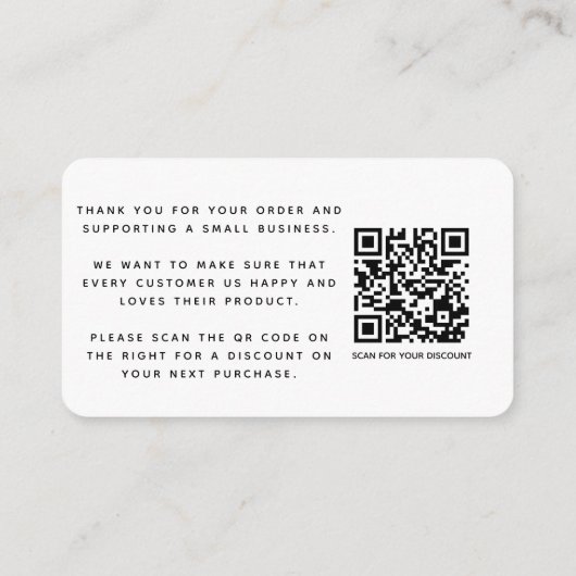 Einfache Social Media QR-Code vielen Dank Rabatt Begleitkarte (Rückseite)