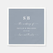 Einfache Solid Color Dusty Blue Wedding Monogram Serviette (Vorderseite)