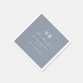 Einfache Solid Color Dusty Blue Wedding Monogram Serviette (Ecke)