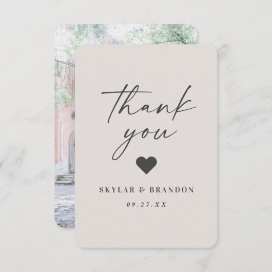 Einfache Solid Color Gardenia Offweiße Hochzeit Dankeskarte (Vorne/Hinten)