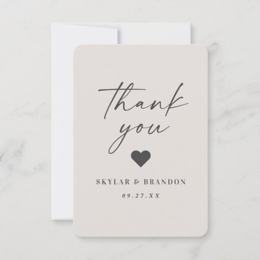 Einfache Solid Color Gardenia Offweiße Hochzeit Dankeskarte (Vorderseite)