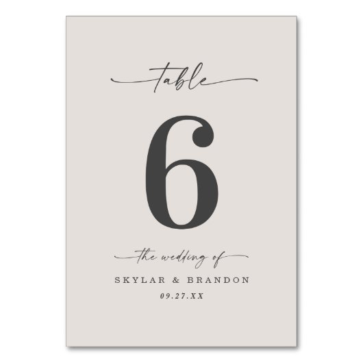 Einfache Solid Color Gardenia Offweiße Hochzeit Tischnummer (Rückseite)