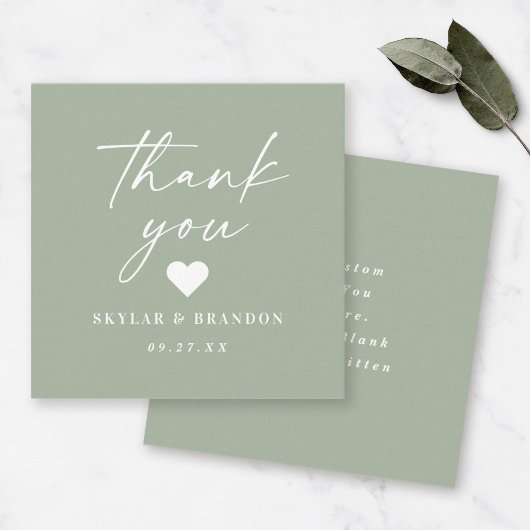 Einfache Solid Color Leaf Green Wedding Vielen Dan Mitteilungskarte