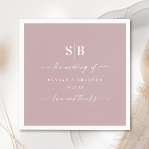 Einfache Solid Color Mauve Pink Wedding Monogram Serviette