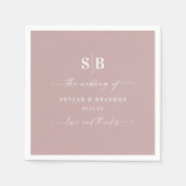 Einfache Solid Color Mauve Pink Wedding Monogram Serviette (Vorderseite)