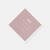 Einfache Solid Color Mauve Pink Wedding Monogram Serviette (Ecke)