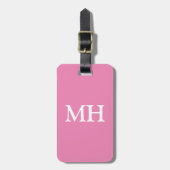Einfache Solid Pink Initials Monogram Custom Girls Gepäckanhänger (Vorderseite vertikal)