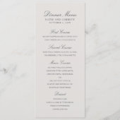 Einfache, solide Farbe Elegant Grau Hochzeit Menükarte (Vorderseite)