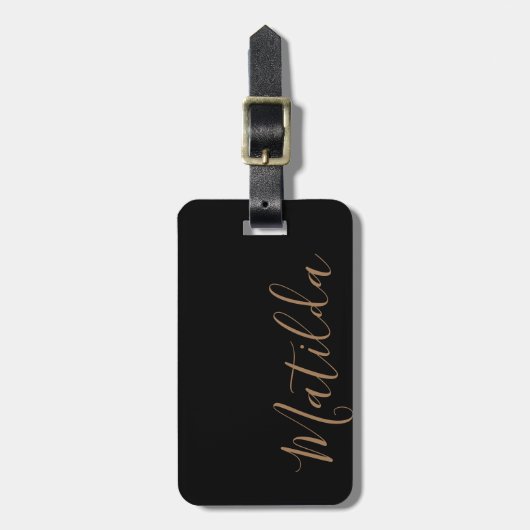 Einfache, solide Farbe Gold Personalisierter Name Gepäckanhänger (Vorderseite vertikal)