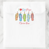 Einfache Sommer Beach Flip Flops Moderner Spaß Runder Aufkleber (Tasche)