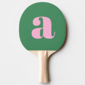 Einfache Sommer-Pink-Grüne Retro-Monogramm-Initial Tischtennis Schläger (Rückseite)