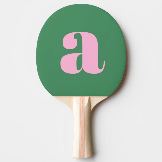 Einfache Sommer-Pink-Grüne Retro-Monogramm-Initial Tischtennis Schläger (Vorderseite)