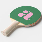 Einfache Sommer-Pink-Grüne Retro-Monogramm-Initial Tischtennis Schläger (Vorderseite)