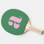 Einfache Sommer-Pink-Grüne Retro-Monogramm-Initial Tischtennis Schläger (Seitenansicht)