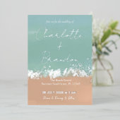 Einfache Sommerstrandhochzeit am Meer Folieneinladung (Stehend vorne)