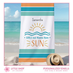 Einfache Sonne Ozeanwellen Personalisiert Strandtuch