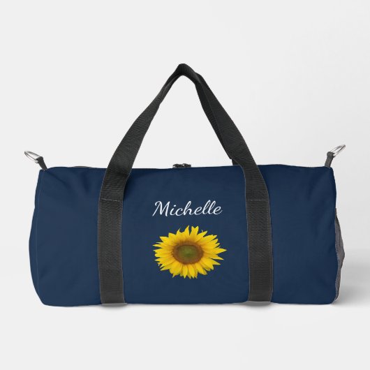 Einfache Sonnenblume Botanisches Navy Blau Duffle Bag (Vorderseite)