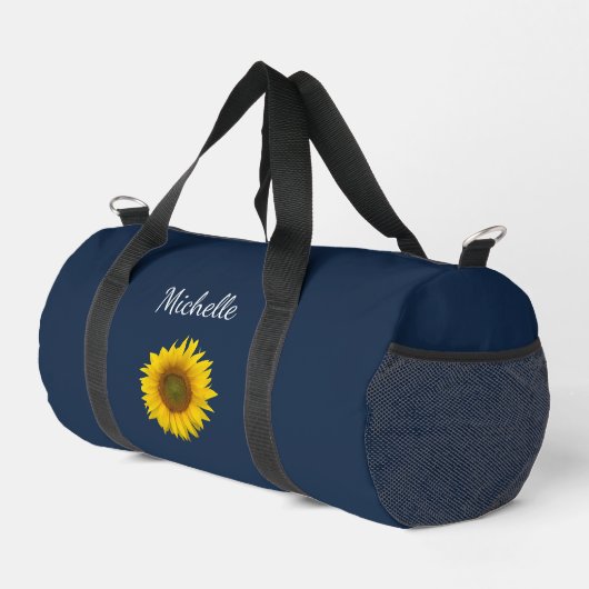 Einfache Sonnenblume Botanisches Navy Blau Duffle Bag (Rechte Ecke)