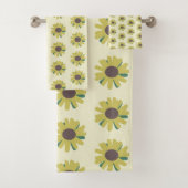 Einfache Sonnenblume Braun Gelbe Blume Muster Badhandtuch Set (Insitu)