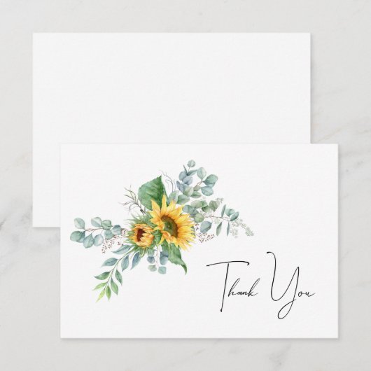 Einfache Sonnenblume Danke Karte (Vorne/Hinten)