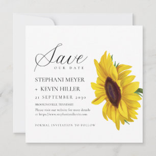 Einfache Sonnenblume Elegante Script Hochzeit Save The Date