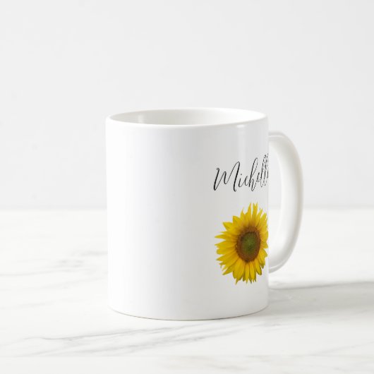 Einfache Sonnenblume Elegantes Skript Kaffeetasse (VorderseiteRechts)