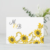 Einfache Sonnenblume-mit Monogramm Einladung (Stehend Vorderseite)
