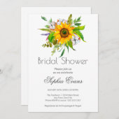 Einfache Sonnenblume und Grünpflanzen Weißes Braut Einladung (Vorne/Hinten)