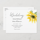 Einfache Sonnenblumen-Hochzeit Postkarte (Vorne/Hinten)