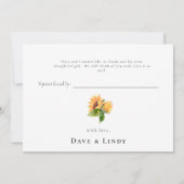 Einfache Sonnenblumen Hochzeit Vielen Dank Dankeskarte (Rückseite)