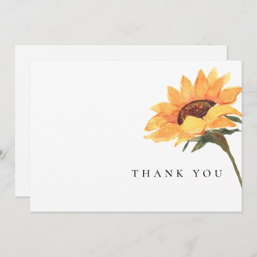 Einfache Sonnenblumen Hochzeit Vielen Dank Dankeskarte (Vorne/Hinten)