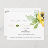 Einfache Sonnenblumen-Kinderdusche Einladung (Vorne/Hinten)