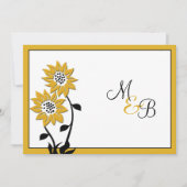 Einfache Sonnenblumen Mit Monogramm Einladung zur  (Vorderseite)