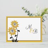 Einfache Sonnenblumen Mit Monogramm Einladung zur  (Stehend Vorderseite)