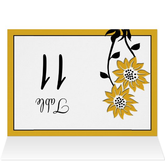 Einfache Sonnenblumen-Tischnummer (Innenansicht Horizontal (Oben))