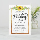 Einfache Sonnenblumenhochzeit Einladung (Stehend Vorderseite)