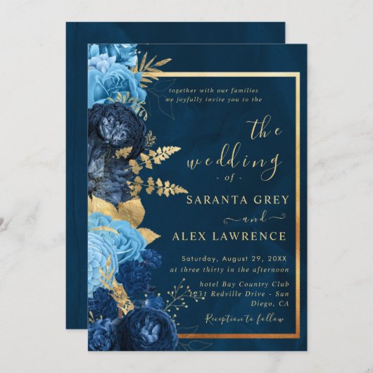 Einfache Sonnenblumenhochzeit Einladung (Vorne/Hinten)