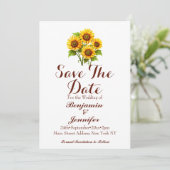 Einfache Sonnenblumenhochzeit Save The Date (Stehend Vorderseite)