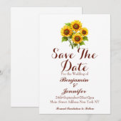 Einfache Sonnenblumenhochzeit Save The Date (Vorne/Hinten)