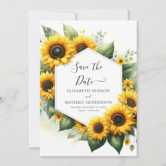 Einfache Sonnenblumenhochzeit Save The Date (Vorderseite)