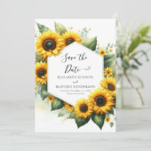 Einfache Sonnenblumenhochzeit Save The Date (Stehend Vorderseite)