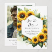 Einfache Sonnenblumenhochzeit Save The Date (Vorne/Hinten)