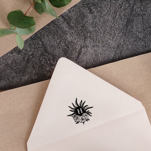 Einfache Sonnenblumenmonogramm Gummistempel