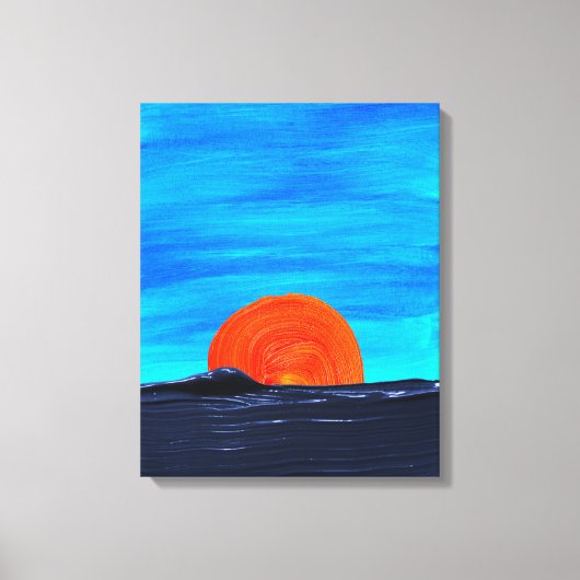 Einfache Sonnenuntergänge in Blau und Orange Art Leinwanddruck (Vorderseite)