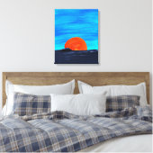 Einfache Sonnenuntergänge in Blau und Orange Art Leinwanddruck (Insitu (Schlafzimmer))