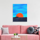 Einfache Sonnenuntergänge in Blau und Orange Art Leinwanddruck (Insitu (Wohnzimmer))