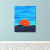 Einfache Sonnenuntergänge in Blau und Orange Art Leinwanddruck (Insitu (Holzboden))